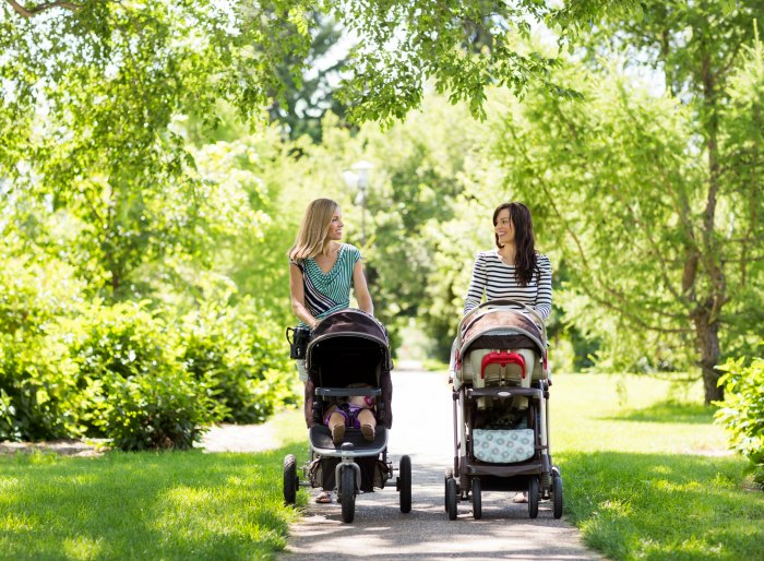 Mom groups friends with kids in strollers walking meeting in Lansing Michigan Mom groups friends with kids in strollers walking meeting in Lansing Michigan