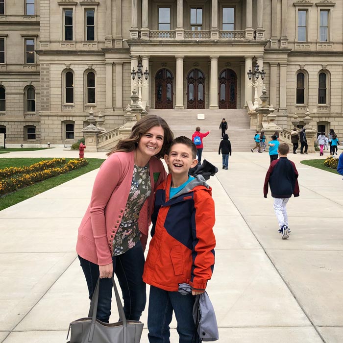 Mom-and-Son-at-Michigan-State-Capitol-building