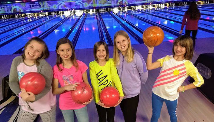 Kids-Bowl-Free girls at bowling alley