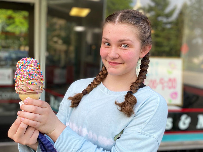 Ice-cream-girl-holding-and-ice-cream-cone-okemos-Lansing