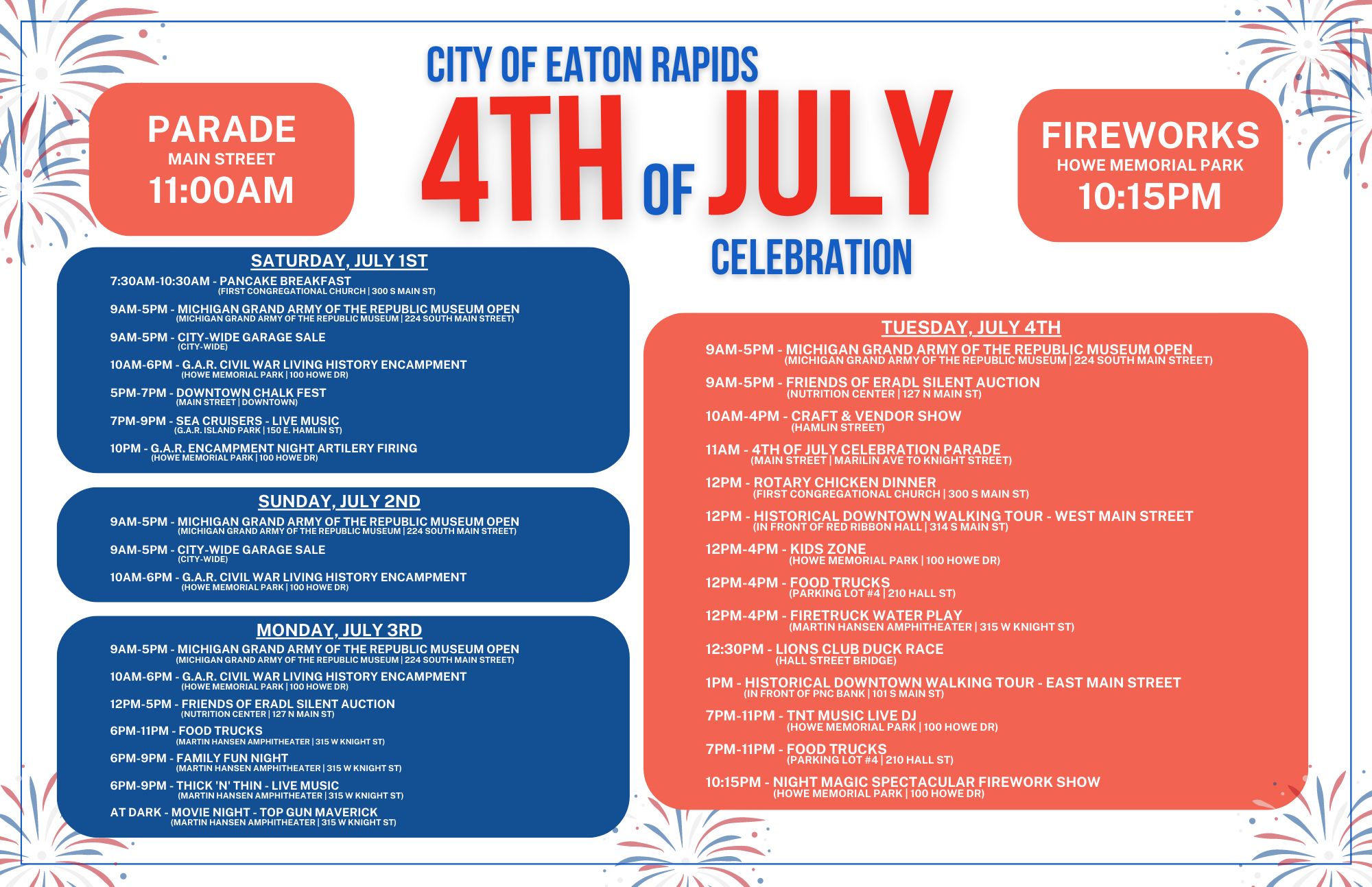 4th of July Fireworks, Parades, and Events Around Lansing 2023
